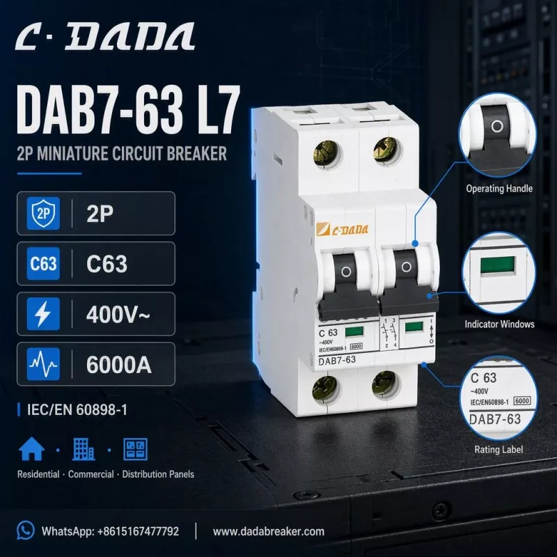 DAB7-63 L7 2P MCB - Maamaa, Kiato Parenga mo nga Paewhiri Toha